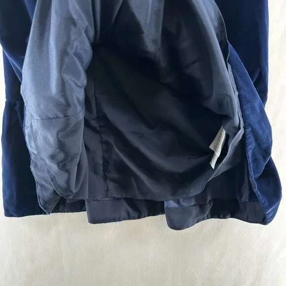 J.Crew Dress Size 0 Velvet Velour Ruffle Hem Drop Waist Shift Sleeveless Blue - Picture 8 of 12